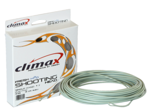 Climax Flyfishing Shooting Head Einhand oliv, Verpackung und Schnur